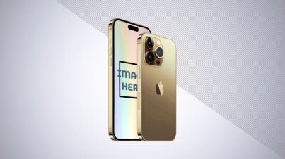 Free Apple iPhone 14 Pro Max Gold Mockup by snail motion