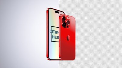 Free Apple iPhone 14 Pro Max Red Mockup by snail motion