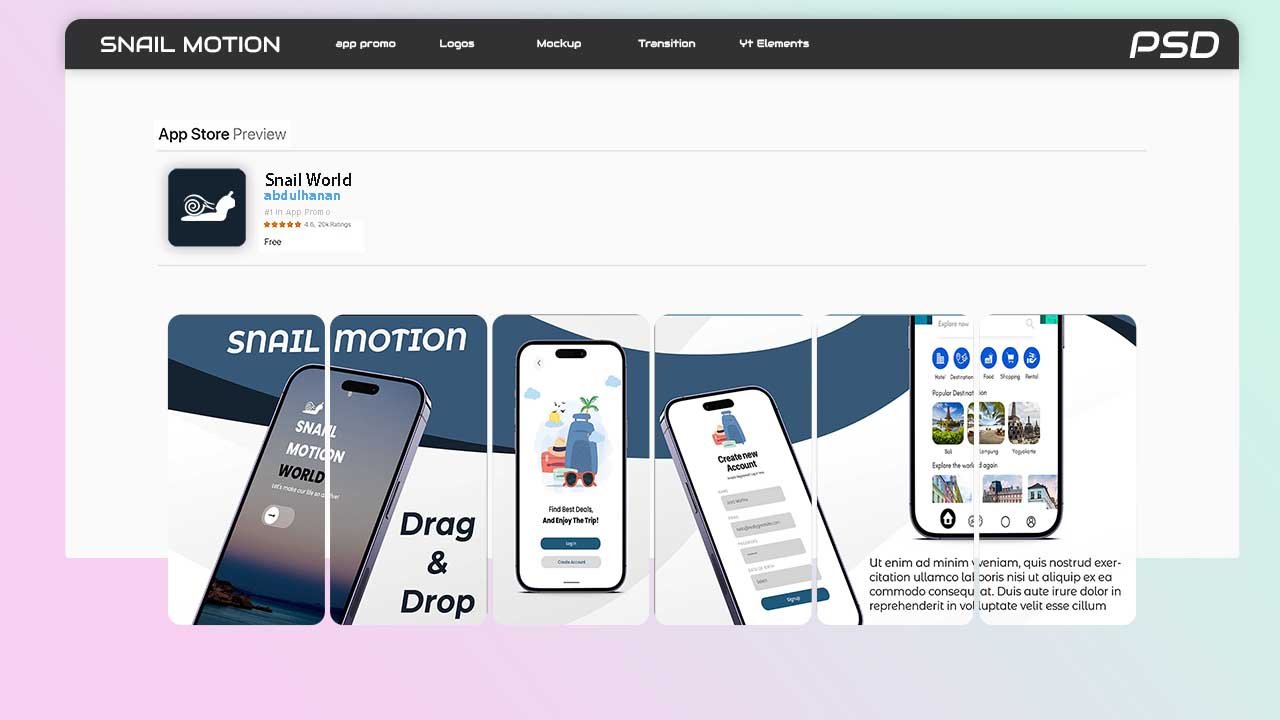 Free App store Preview Template Snail Motion