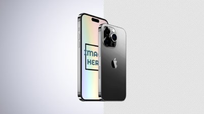Free Apple iPhone Mockup 14 Pro Max Dark Silver by snail motion